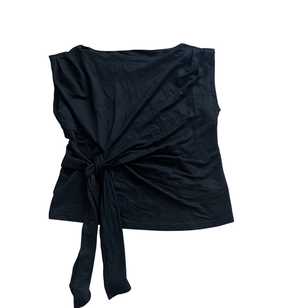 Paper Moon Black One Shoulder Knotted Tie Knit Top BE11462 Small